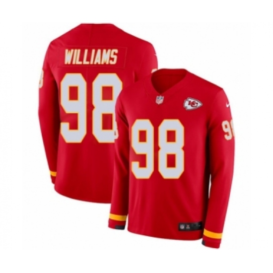 Youth Nike Kansas City Chiefs 98 Xavier Williams Limited Red Therma Long Sleeve NFL Jersey