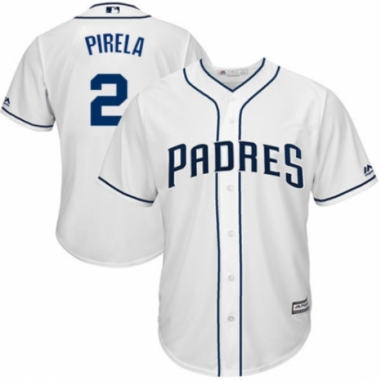 Men's Majestic San Diego Padres 2 Jose Pirela Replica White Home Cool Base MLB Jersey