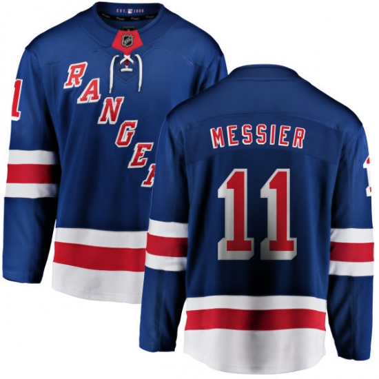 Youth New York Rangers 11 Mark Messier Fanatics Branded Royal Blue Home Breakaway NHL Jersey