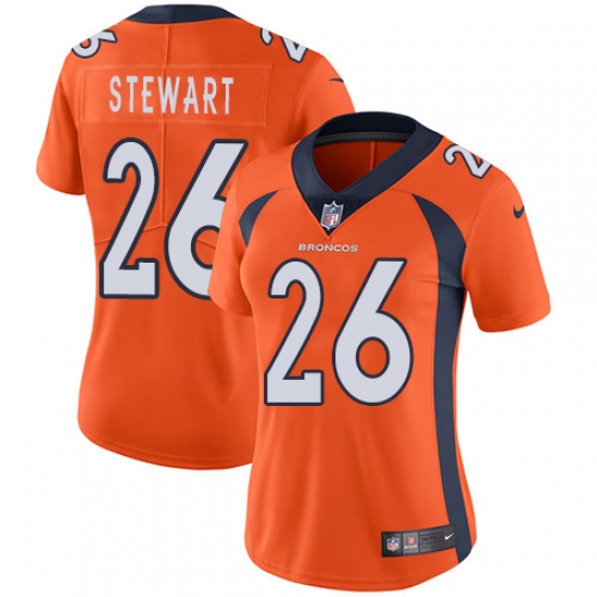 Women's Nike Denver Broncos 26 Darian Stewart Elite Orange Team Color NFL Jersey