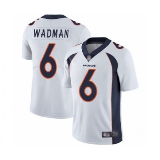 Men's Denver Broncos 6 Colby Wadman White Vapor Untouchable Limited Player Football Jersey