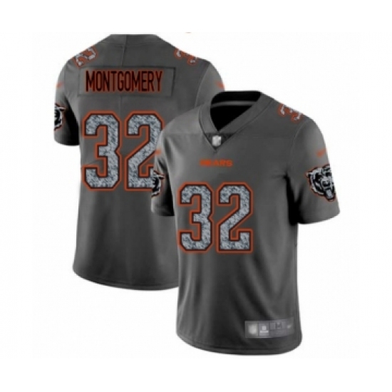 Men's Chicago Bears 32 David Montgomery Limited Gray Static Fashion Football Jersey