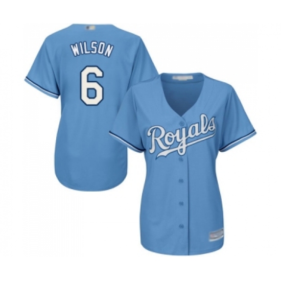 Women's Kansas City Royals 6 Willie Wilson Replica Light Blue Alternate 1 Cool Base Baseball Jersey