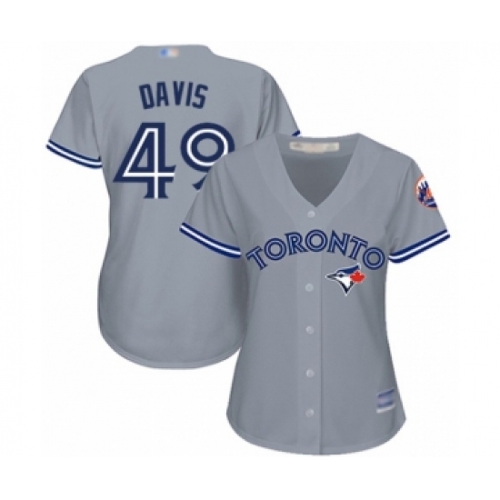 Women's Toronto Blue Jays 49 Jonathan Davis Authentic Grey Road Baseball Player Jersey