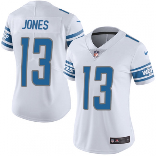 Women's Nike Detroit Lions 13 T.J. Jones White Vapor Untouchable Elite Player NFL Jersey