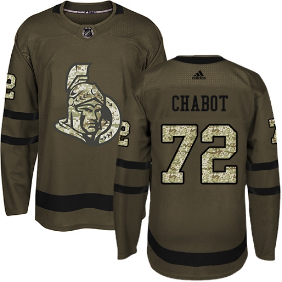 Youth Adidas Ottawa Senators 72 Thomas Chabot Premier Green Salute to Service NHL Jersey