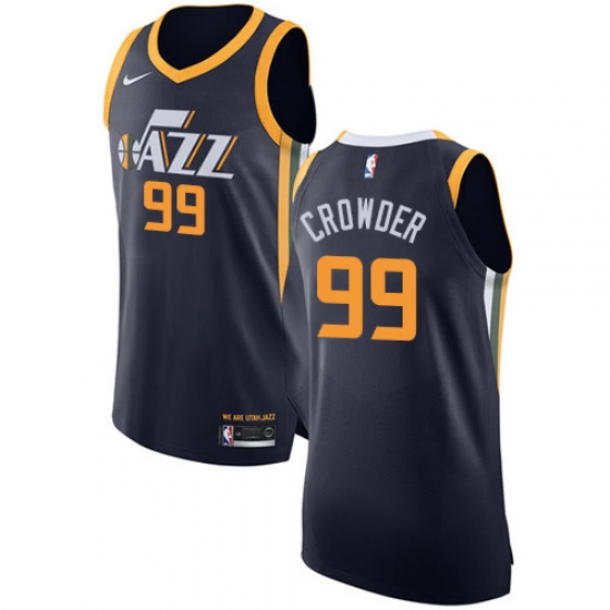 Women's Nike Utah Jazz 99 Jae Crowder Authentic Navy Blue Road NBA Jersey - Icon Edition