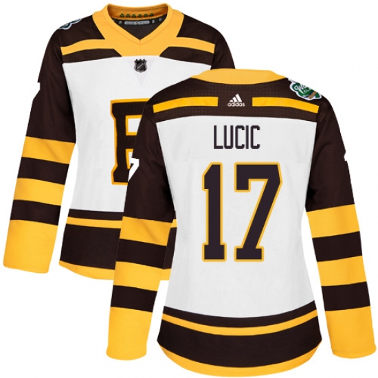 Women's Adidas Boston Bruins 17 Milan Lucic Authentic White 2019 Winter Classic NHL Jersey