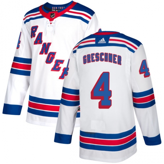 Men's Reebok New York Rangers 4 Ron Greschner Authentic White Away NHL Jersey