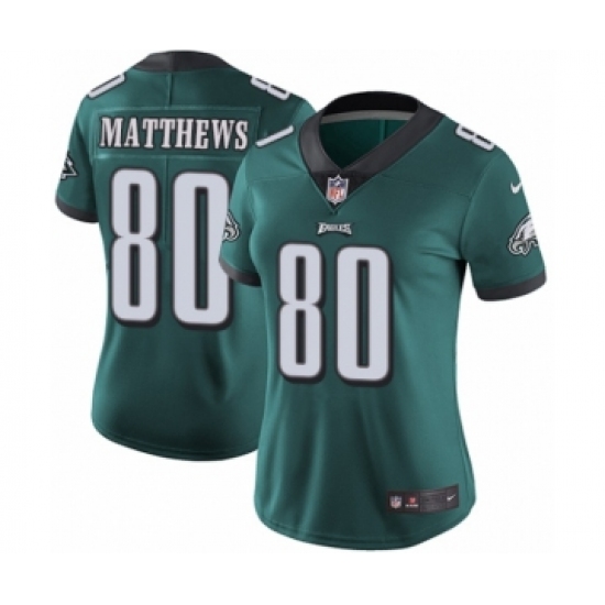 Women's Nike Philadelphia Eagles 80 Jordan Matthews Midnight Green Team Color Vapor Untouchable Limited Player NFL Jersey