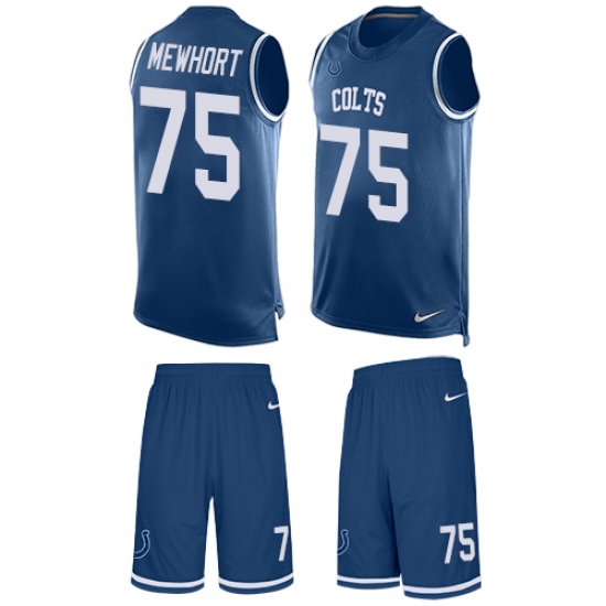 Men's Nike Indianapolis Colts 75 Jack Mewhort Limited Royal Blue Tank Top Suit NFL Jersey