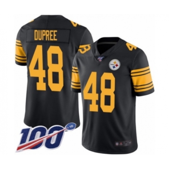 Youth Pittsburgh Steelers 48 Bud Dupree Limited Black Rush Vapor Untouchable 100th Season Football Jersey