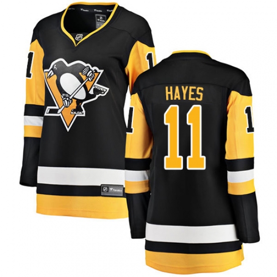 Women's Pittsburgh Penguins 11 Jimmy Hayes Authentic Black Home Fanatics Branded Breakaway NHL Jersey