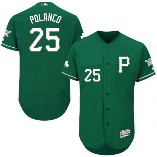 Men's Majestic Pittsburgh Pirates 25 Gregory Polanco Green Celtic Flexbase Authentic Collection MLB Jersey