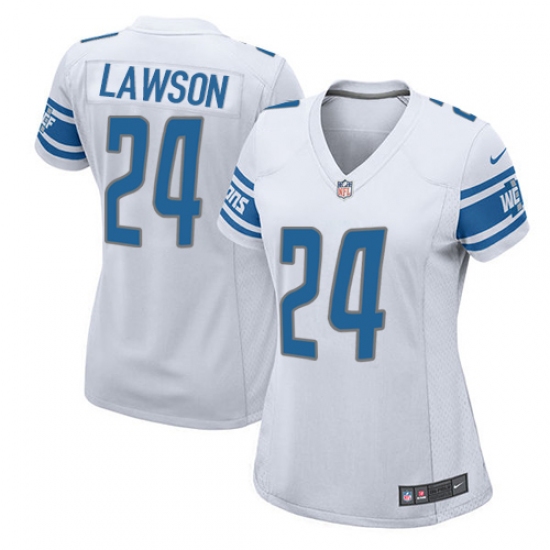 Women's Nike Detroit Lions 24 Nevin Lawson Game White NFL Jersey