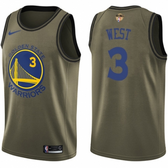 Youth Nike Golden State Warriors 3 David West Swingman Green Salute to Service 2018 NBA Finals Bound NBA Jersey