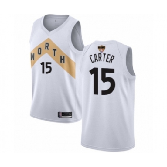 Women's Toronto Raptors 15 Vince Carter Swingman White 2019 Basketball Finals Bound Jersey - City Edition