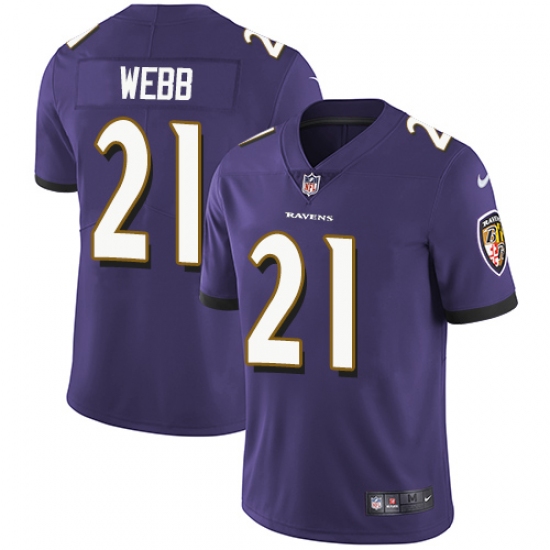 Youth Nike Baltimore Ravens 21 Lardarius Webb Purple Team Color Vapor Untouchable Limited Player NFL Jersey