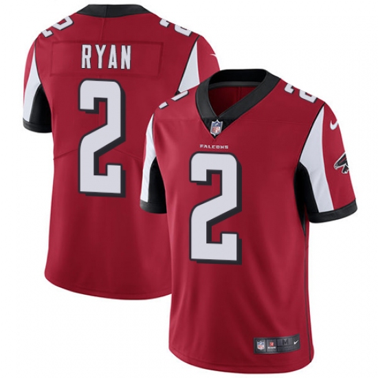 Men's Nike Atlanta Falcons 2 Matt Ryan Red Team Color Vapor Untouchable Limited Player NFL Jersey