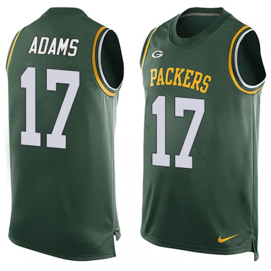 Men's Nike Green Bay Packers 17 Davante Adams Limited Green Player Name & Number Tank Top NFL Jersey