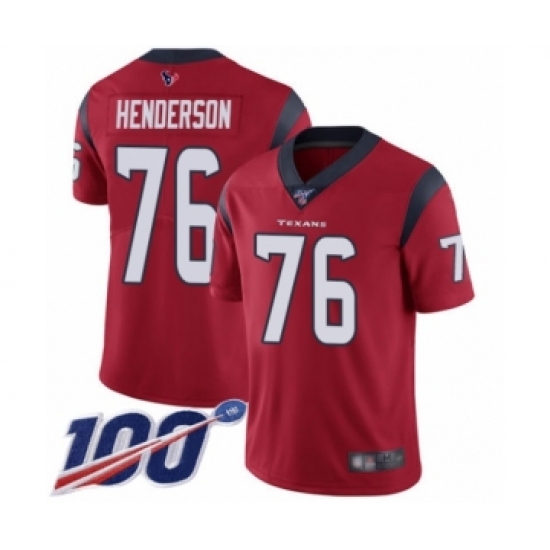 Men's Houston Texans 76 Seantrel Henderson Red Alternate Vapor Untouchable Limited Player 100th Season Football Jersey