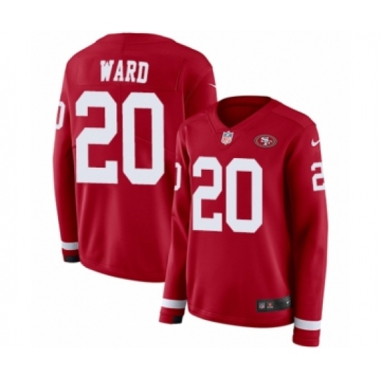 Women's Nike San Francisco 49ers 20 Jimmie Ward Limited Red Therma Long Sleeve NFL Jersey