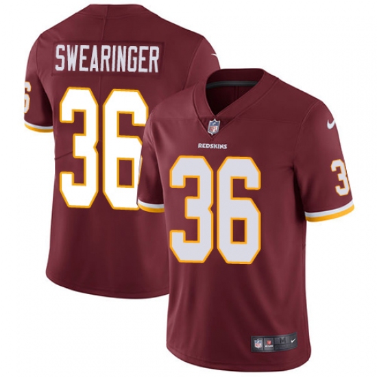 Youth Nike Washington Redskins 36 D.J. Swearinger Elite Burgundy Red Team Color NFL Jersey