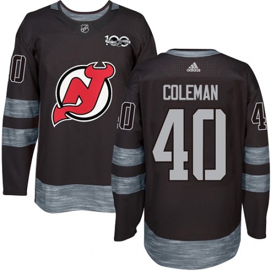 Men's Adidas New Jersey Devils 40 Blake Coleman Authentic Black 1917-2017 100th Anniversary NHL Jersey