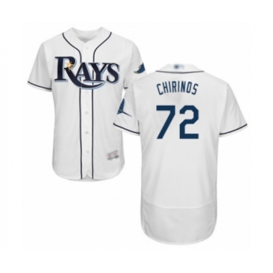 Men's Tampa Bay Rays 72 Yonny Chirinos Home White Home Flex Base Authentic Collection Baseball Player Jersey