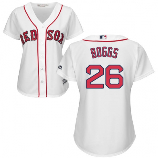 Women's Majestic Boston Red Sox 26 Wade Boggs Authentic White Home MLB Jersey