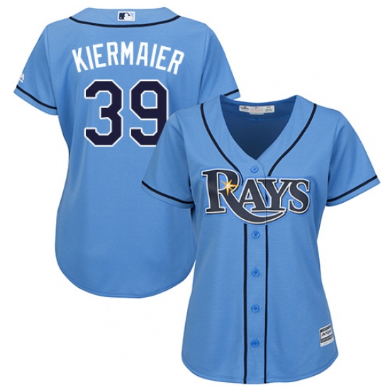 Women's Majestic Tampa Bay Rays 39 Kevin Kiermaier Replica Light Blue Alternate 2 Cool Base MLB Jersey