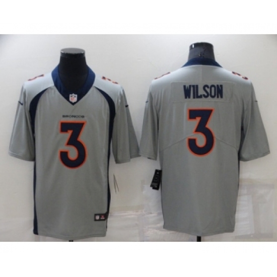 Men's Denver Broncos 3 Russell Wilson Grey Vapor Untouchable Limited Stitched Jersey