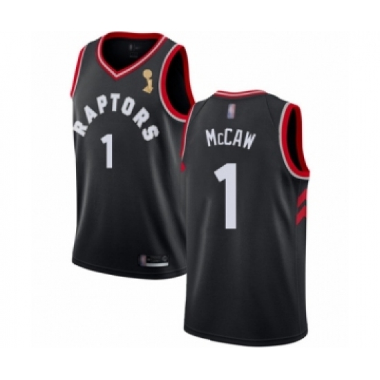 Youth Toronto Raptors 1 Patrick McCaw Swingman Black 2019 Basketball Finals Champions Jersey Statement Edition