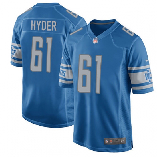 Men's Nike Detroit Lions 61 Kerry Hyder Game Light Blue Team Color NFL Jersey