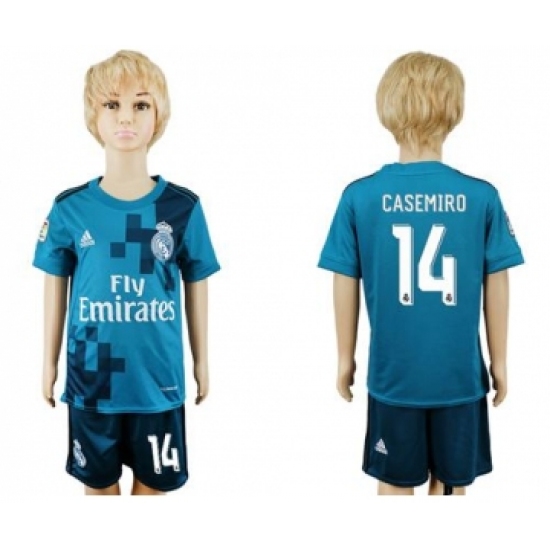 Real Madrid 14 Casemiro Sec Away Kid Soccer Club Jersey