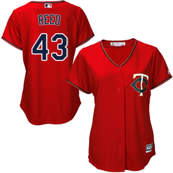 Women's Majestic Minnesota Twins 43 Addison Reed Authentic Scarlet Alternate Cool Base MLB Jersey