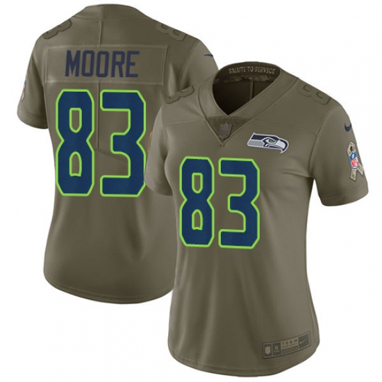 Women's Nike Seattle Seahawks 83 David Moore Limited Olive 2017 Salute to Service NFL Jersey