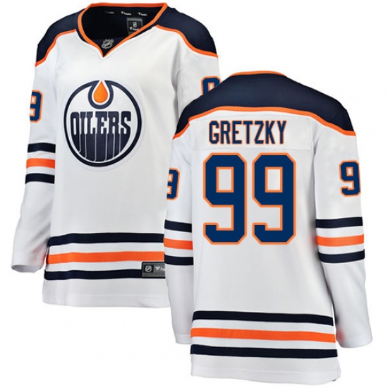 Women's Edmonton Oilers 99 Wayne Gretzky Authentic White Away Fanatics Branded Breakaway NHL Jersey