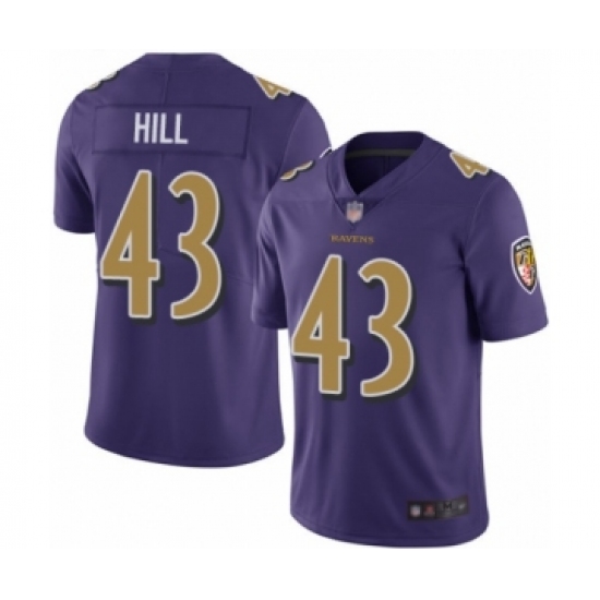 Youth Baltimore Ravens 43 Justice Hill Limited Purple Rush Vapor Untouchable Football Jersey