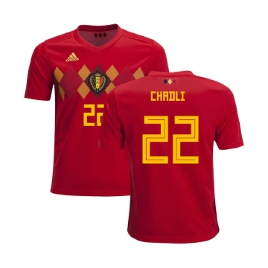 Belgium 22 Chadli Home Kid Soccer Country Jersey