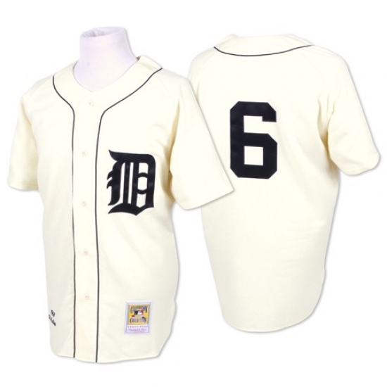 Men's Mitchell and Ness Detroit Tigers 6 Al Kaline Replica White Throwback MLB Jersey