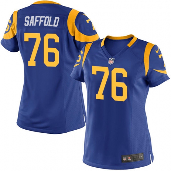 Women's Nike Los Angeles Rams 76 Rodger Saffold Game Royal Blue Alternate NFL Jersey