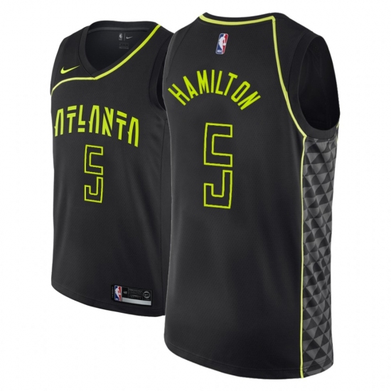 Men NBA 2018-19 Atlanta Hawks 5 Daniel Hamilton City Edition Black Jersey