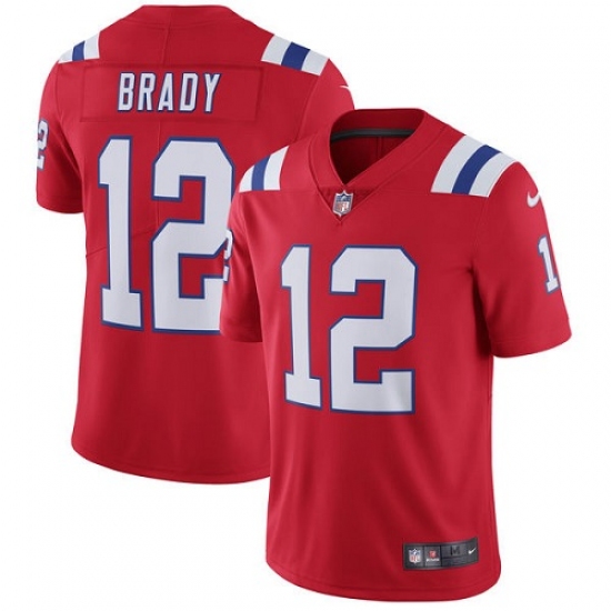 Men's Nike New England Patriots 12 Tom Brady Red Alternate Vapor Untouchable Limited Player NFL Jersey