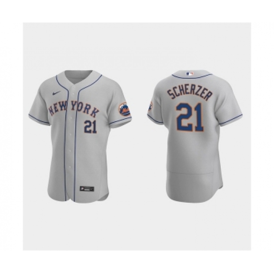 Men's New York Mets 21 Max Scherzer Gray Flex Base Stitched Jersey