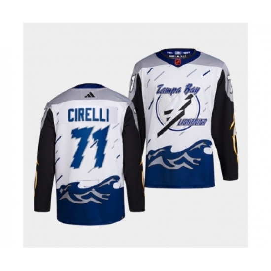 Men's Tampa Bay Lightning 71 Anthony Cirelli White 2022 Reverse Retro Stitched Jersey