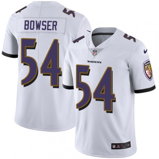 Men's Nike Baltimore Ravens 54 Tyus Bowser White Vapor Untouchable Limited Player NFL Jersey