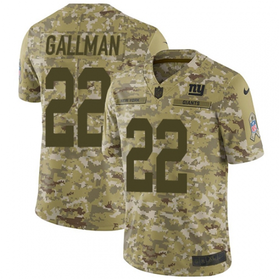 Men's Nike New York Giants 22 Wayne Gallman Limited Camo 2018 Salute to Service NFL Jersey