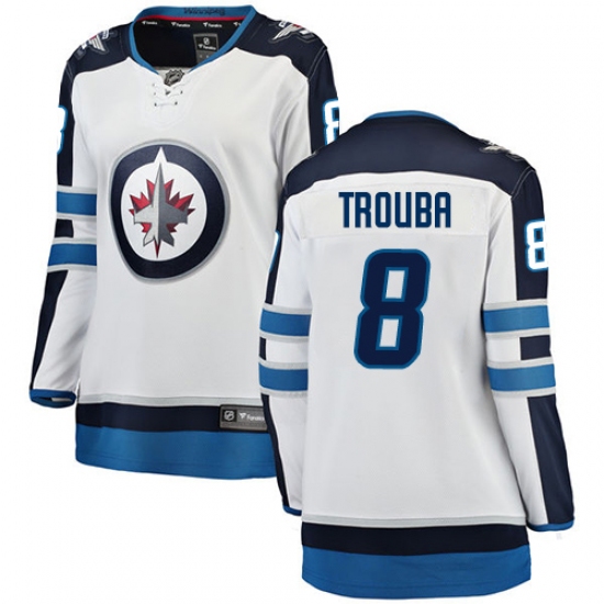 Women's Winnipeg Jets 8 Jacob Trouba Fanatics Branded White Away Breakaway NHL Jersey