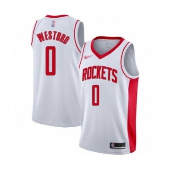 Youth Houston Rockets 0 Russell Westbrook Swingman White Finished Basketball Jersey - Association Edition